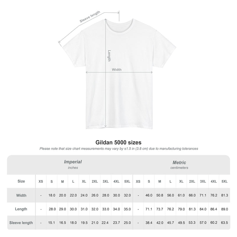 Gildan 5000 Size Chart